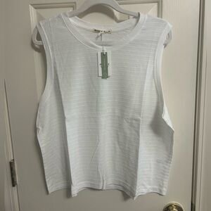 New Marine Layer Lydia White Boxy Muscle Shirt Textured Tank Size XL NWT